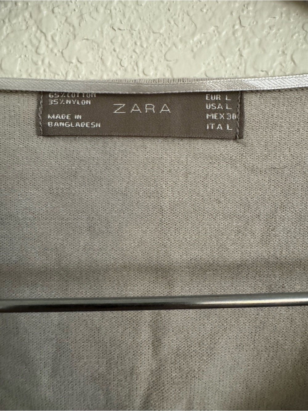 Zara Beige Knit Puff Sleeve Scoop Neck Cotton Blend Top Size Large - Picture 5 of 5